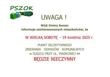 W Wielką Sobotę PSZOK nieczynny