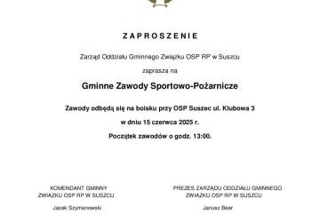 Zaproszenie na Gminne Zawody Sportowo-Pożarnicze